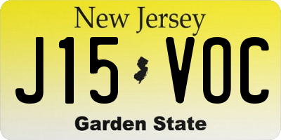 NJ license plate J15VOC