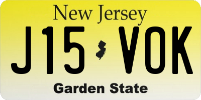 NJ license plate J15VOK