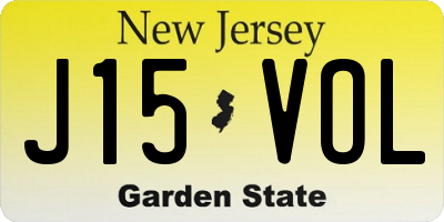 NJ license plate J15VOL