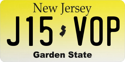 NJ license plate J15VOP
