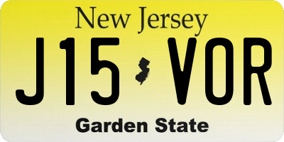 NJ license plate J15VOR