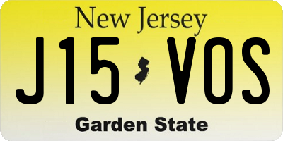 NJ license plate J15VOS