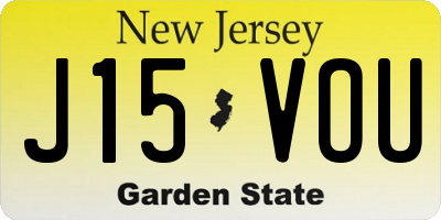 NJ license plate J15VOU