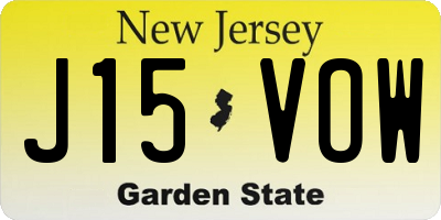 NJ license plate J15VOW