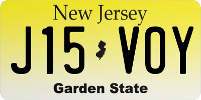 NJ license plate J15VOY