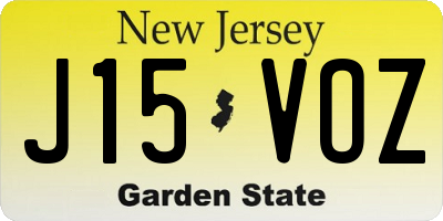 NJ license plate J15VOZ