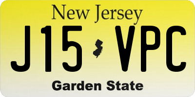 NJ license plate J15VPC