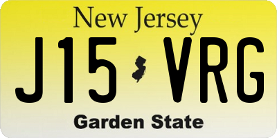 NJ license plate J15VRG