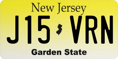 NJ license plate J15VRN
