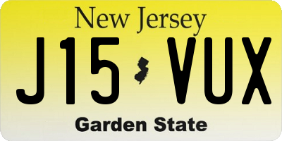 NJ license plate J15VUX