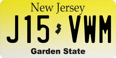 NJ license plate J15VWM