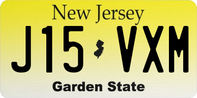NJ license plate J15VXM