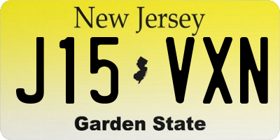 NJ license plate J15VXN