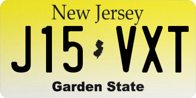 NJ license plate J15VXT