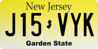 NJ license plate J15VYK