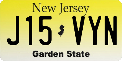 NJ license plate J15VYN