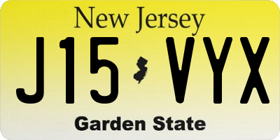 NJ license plate J15VYX