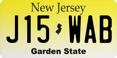 NJ license plate J15WAB