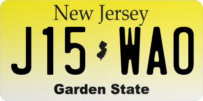 NJ license plate J15WAO