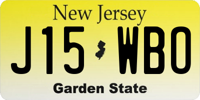 NJ license plate J15WBO
