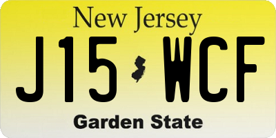 NJ license plate J15WCF