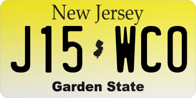 NJ license plate J15WCO