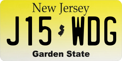 NJ license plate J15WDG