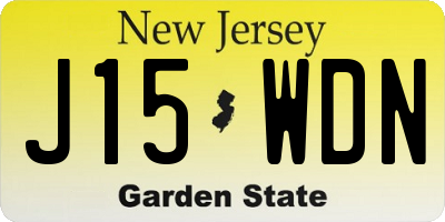 NJ license plate J15WDN