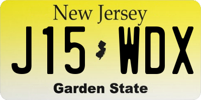 NJ license plate J15WDX