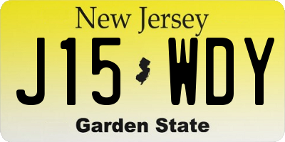 NJ license plate J15WDY