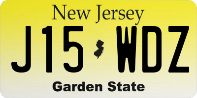NJ license plate J15WDZ