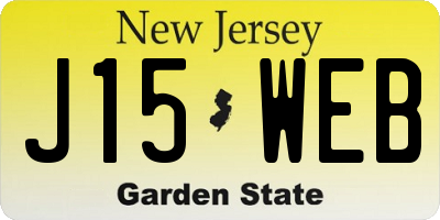 NJ license plate J15WEB