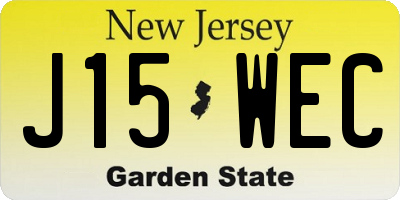 NJ license plate J15WEC
