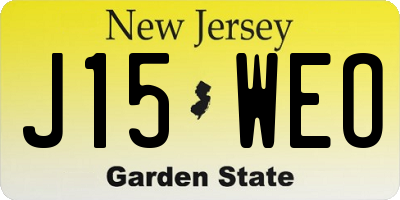 NJ license plate J15WEO