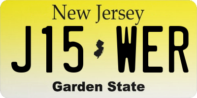 NJ license plate J15WER