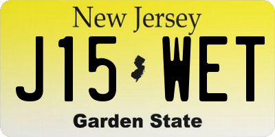NJ license plate J15WET