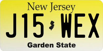 NJ license plate J15WEX