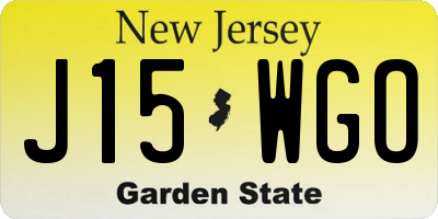 NJ license plate J15WGO