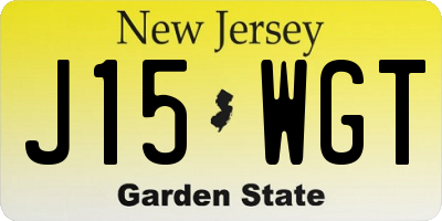 NJ license plate J15WGT