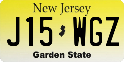 NJ license plate J15WGZ