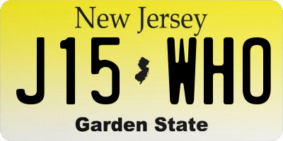 NJ license plate J15WHO
