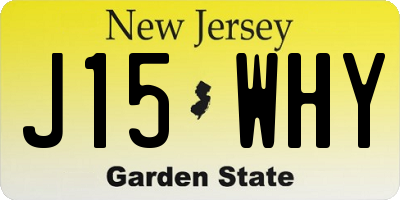 NJ license plate J15WHY