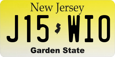 NJ license plate J15WIO