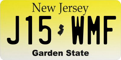 NJ license plate J15WMF