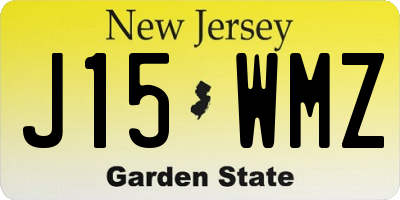 NJ license plate J15WMZ