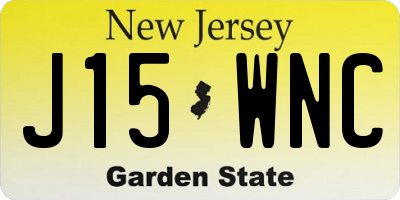 NJ license plate J15WNC