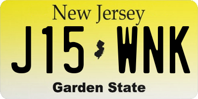 NJ license plate J15WNK