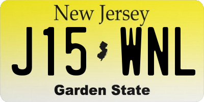 NJ license plate J15WNL