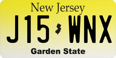NJ license plate J15WNX