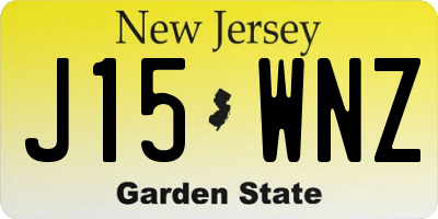 NJ license plate J15WNZ